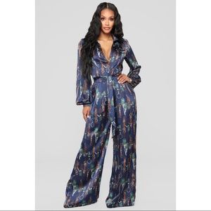 Accepting offers, Navy print wide leg jumpsuit